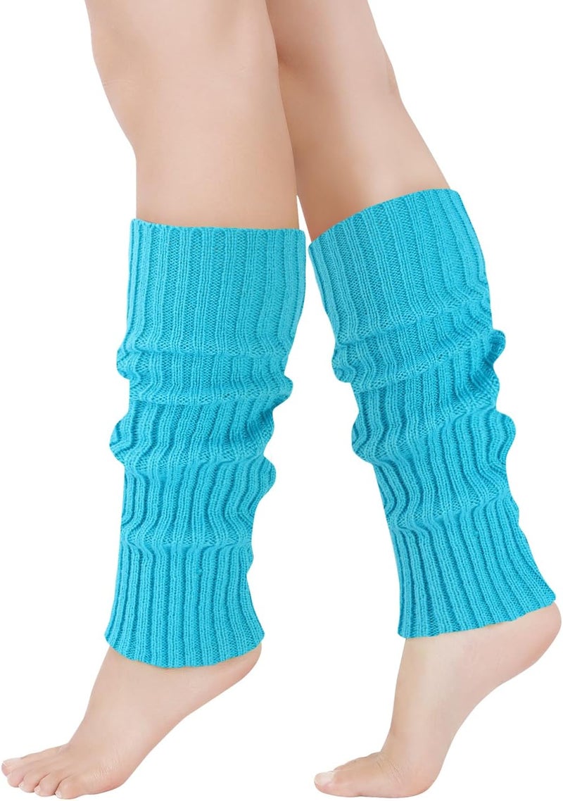 Junely Leg Warmers for Women 80s Cable Knit Leg Warmer for Ballet Dance Figure Skating Yoga Party Junior Neon Long Socks - Image 1